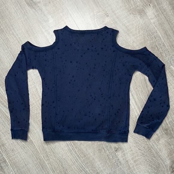 HUDSON KIDS Black Grey Sheldon Cold Shoulder Distressed Sweatshirt Girls Size XL - Picture 7 of 8